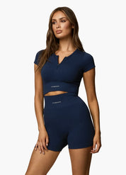 Gym King Formation Rib 2.0 SS Crop - Oxford Blue