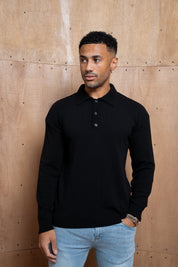 Capo Button LS Polo Shirt - Black