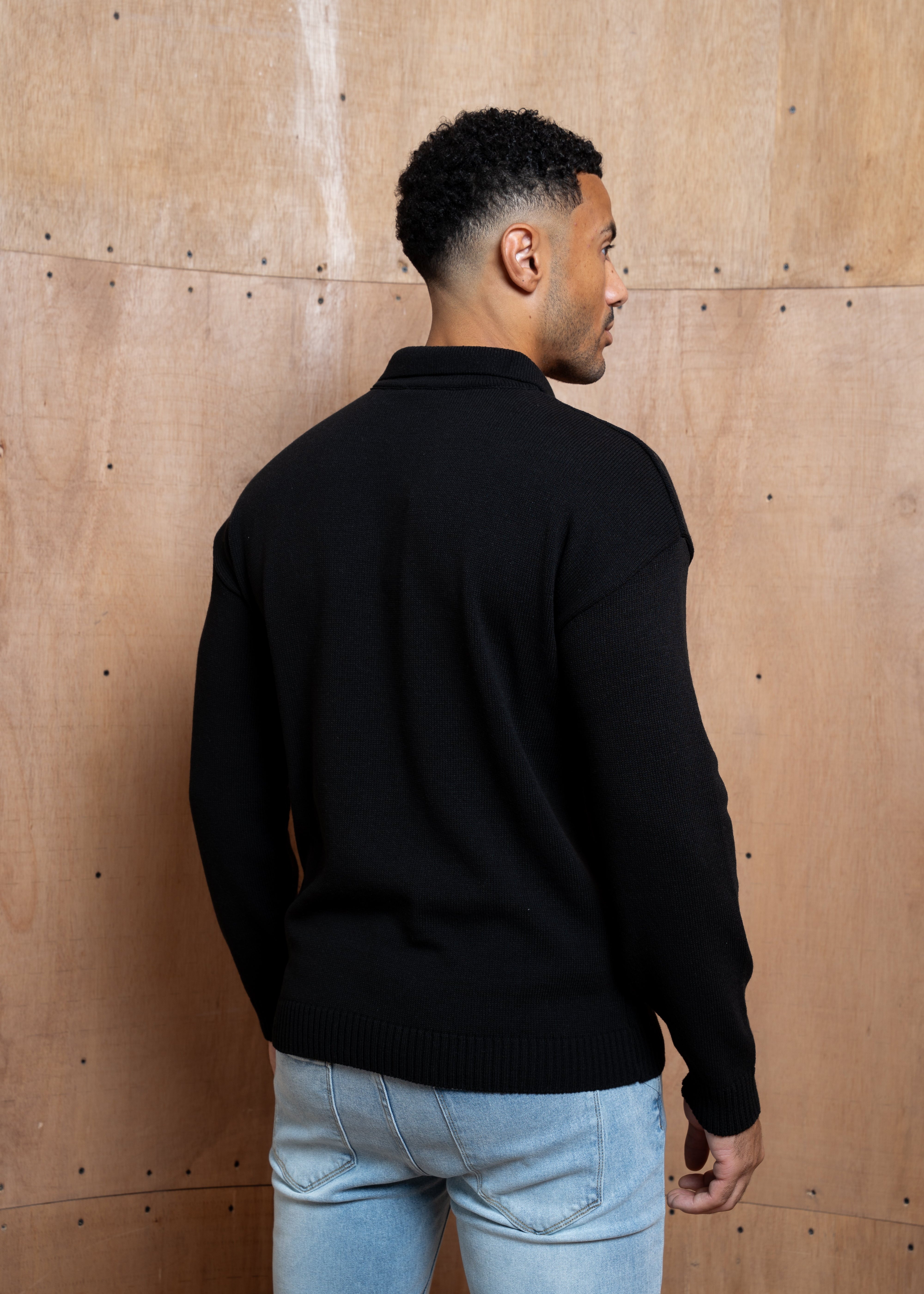 Capo Button LS Polo Shirt - Black