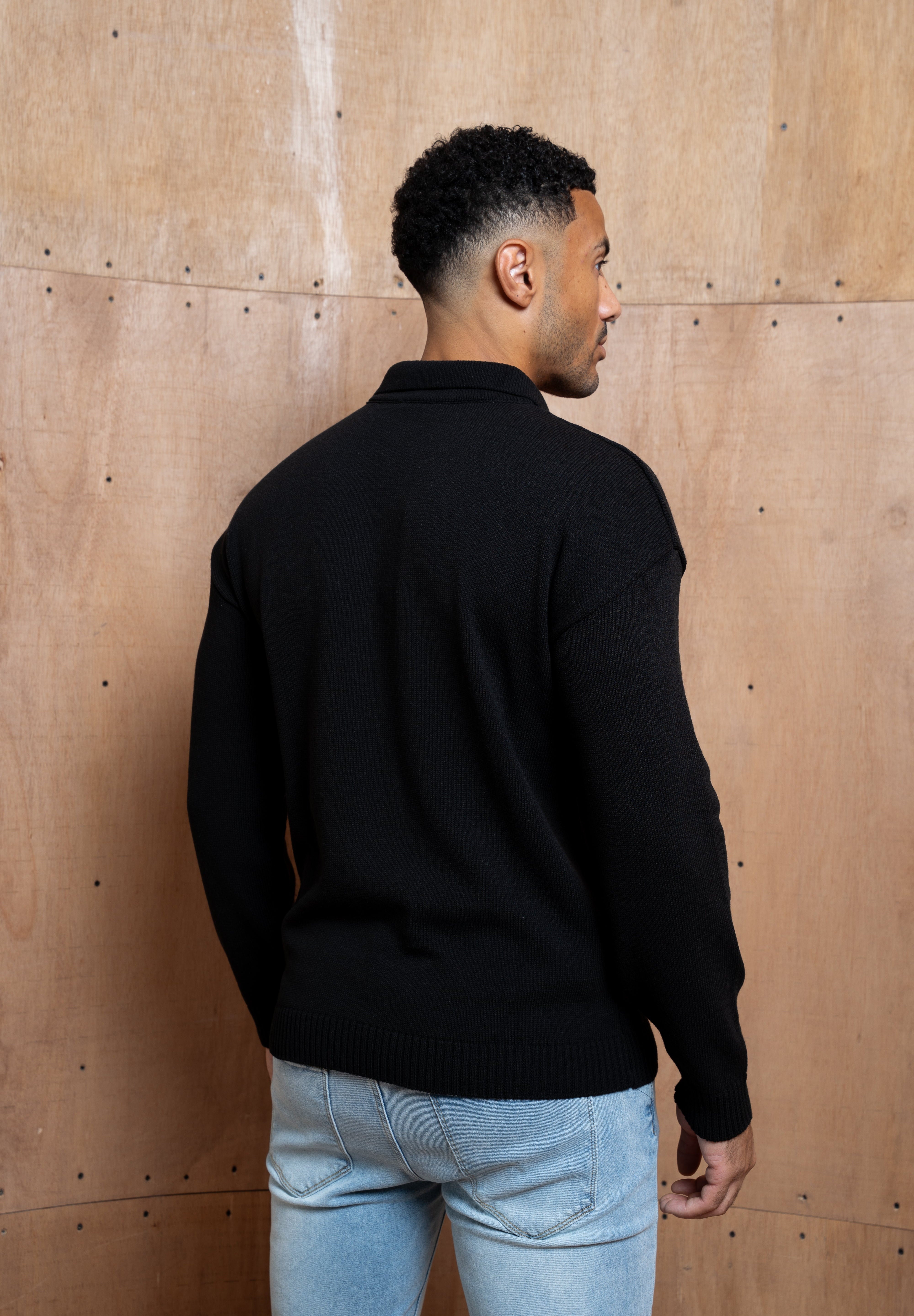 Capo Button LS Polo Shirt - Black