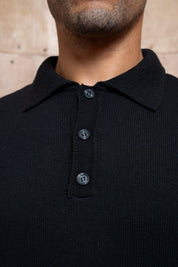 Capo Button LS Polo Shirt - Black