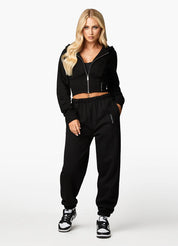 Gym King Malibu Corset Detail FZ Hood - Black