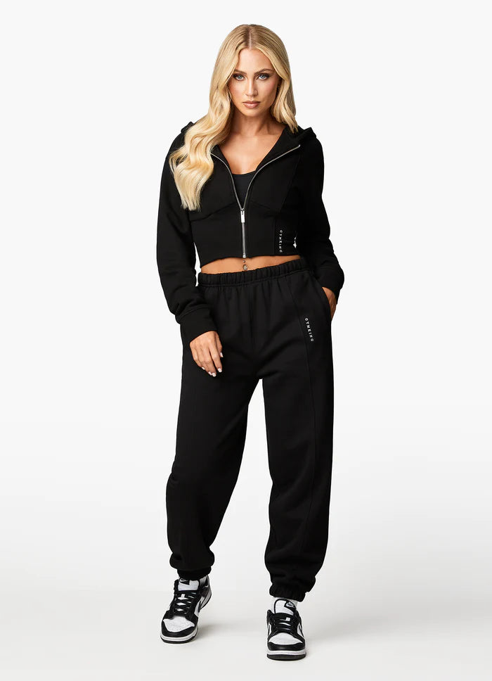 Gym King Malibu Corset Detail FZ Hood - Black
