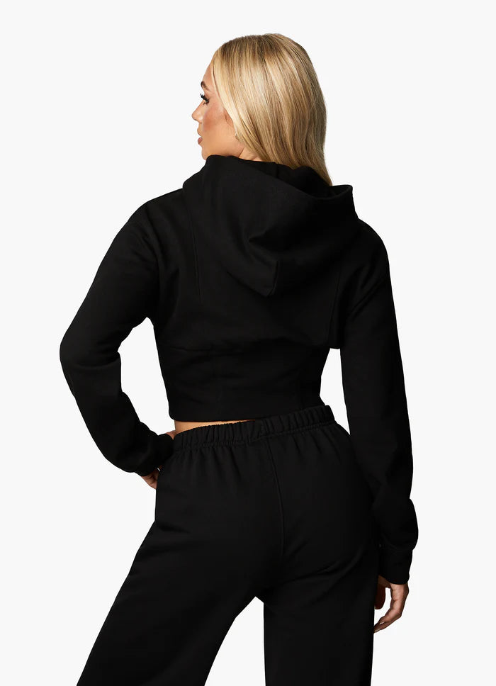 Gym King Malibu Corset Detail FZ Hood - Black