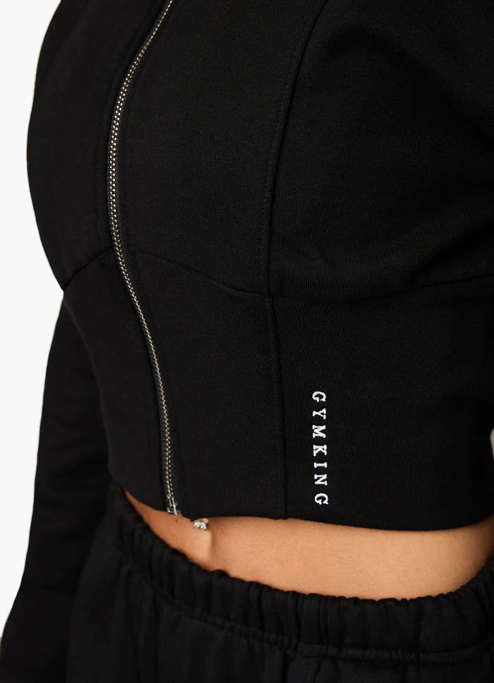 Gym King Malibu Corset Detail FZ Hood - Black