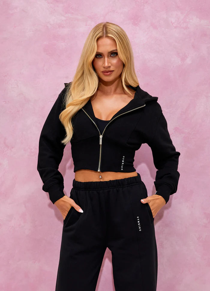 Gym King Malibu Corset Detail FZ Hood - Black