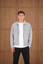Capo Nick Zip Up Interlock Overshirt - Grey