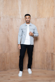 Capo Joe Pique Zip Up Overshirt - Grey