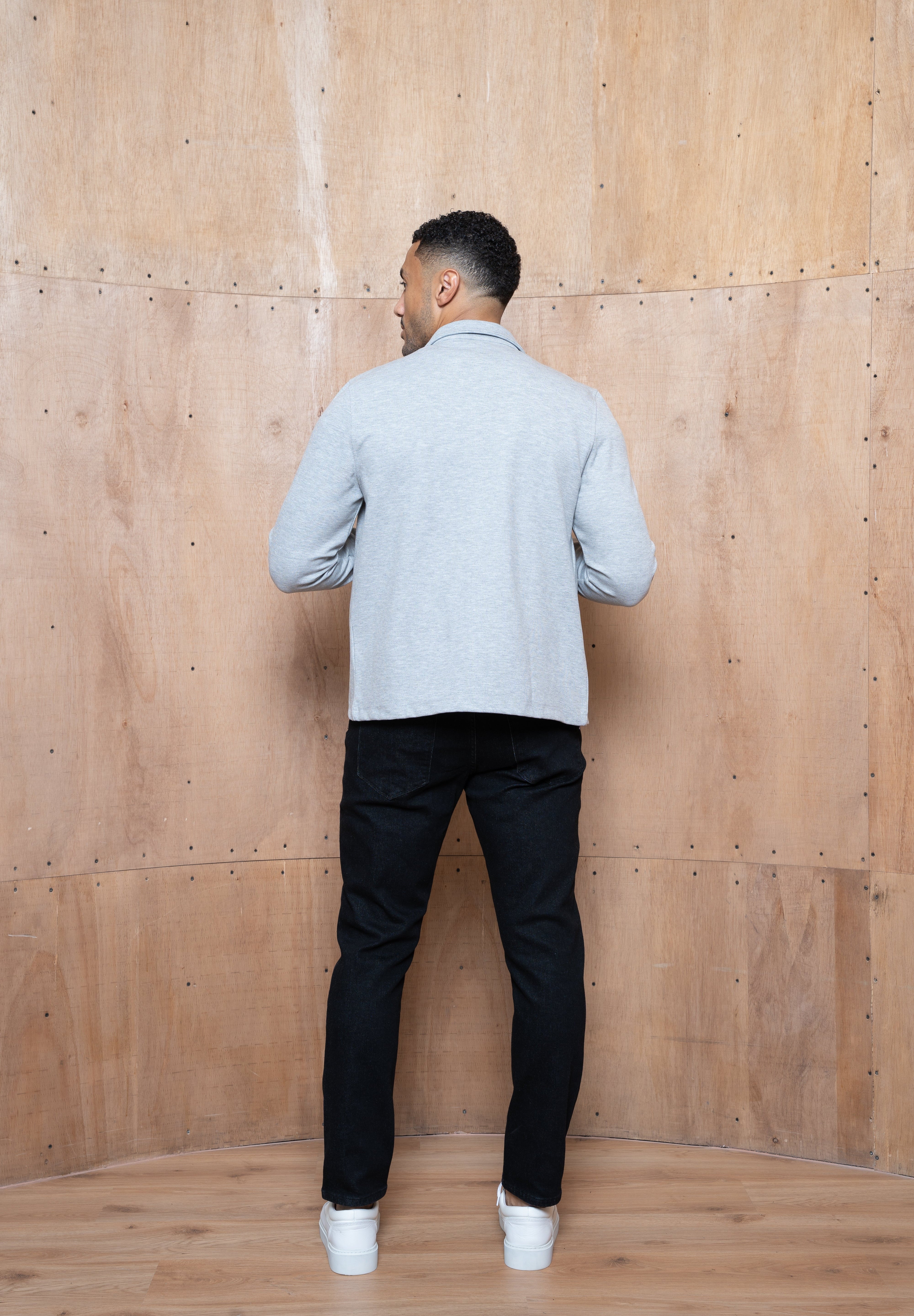 Capo Joe Pique Zip Up Overshirt - Grey
