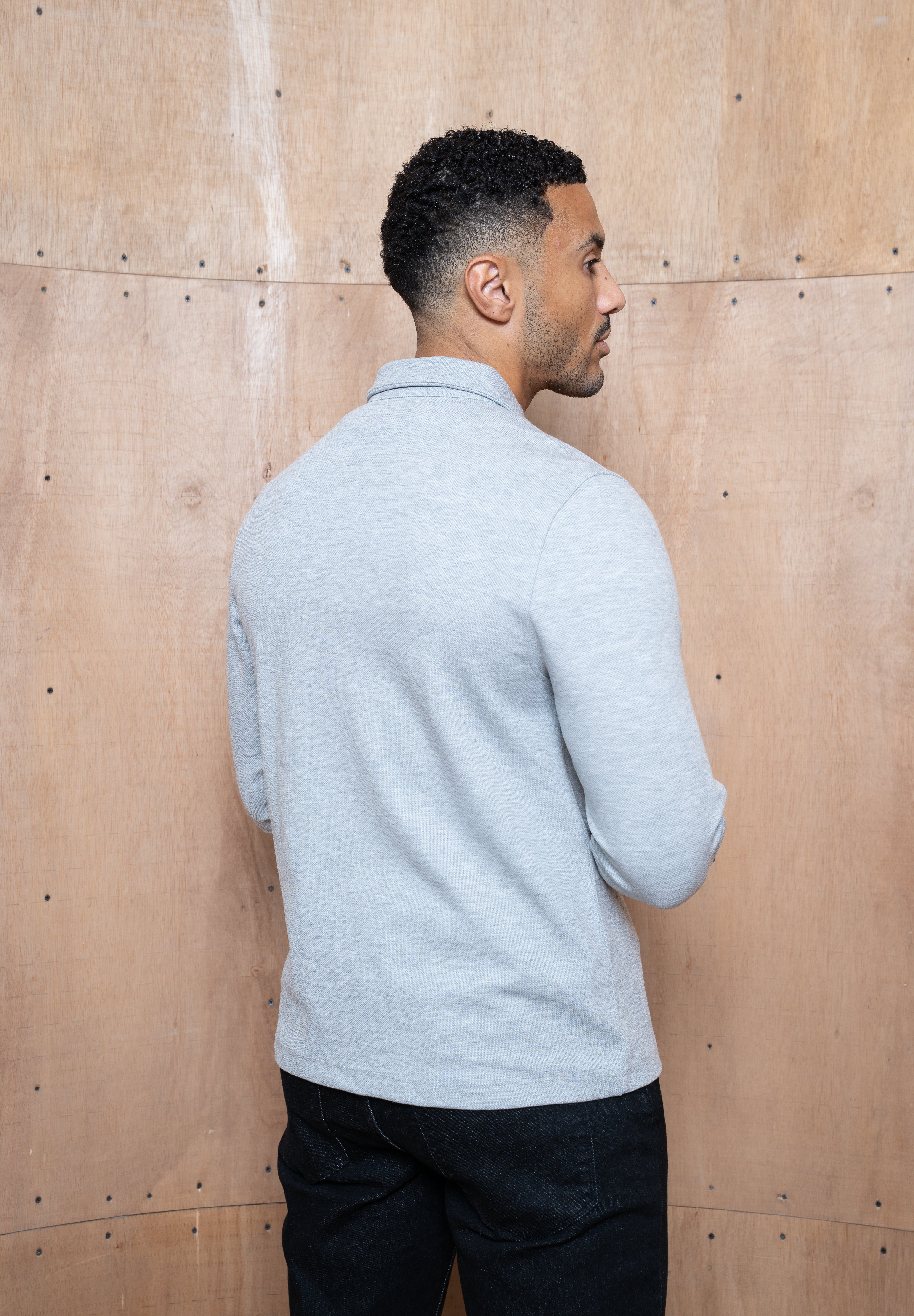 Capo Joe Pique Zip Up Overshirt - Grey