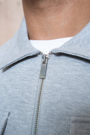 Capo Joe Pique Zip Up Overshirt - Grey