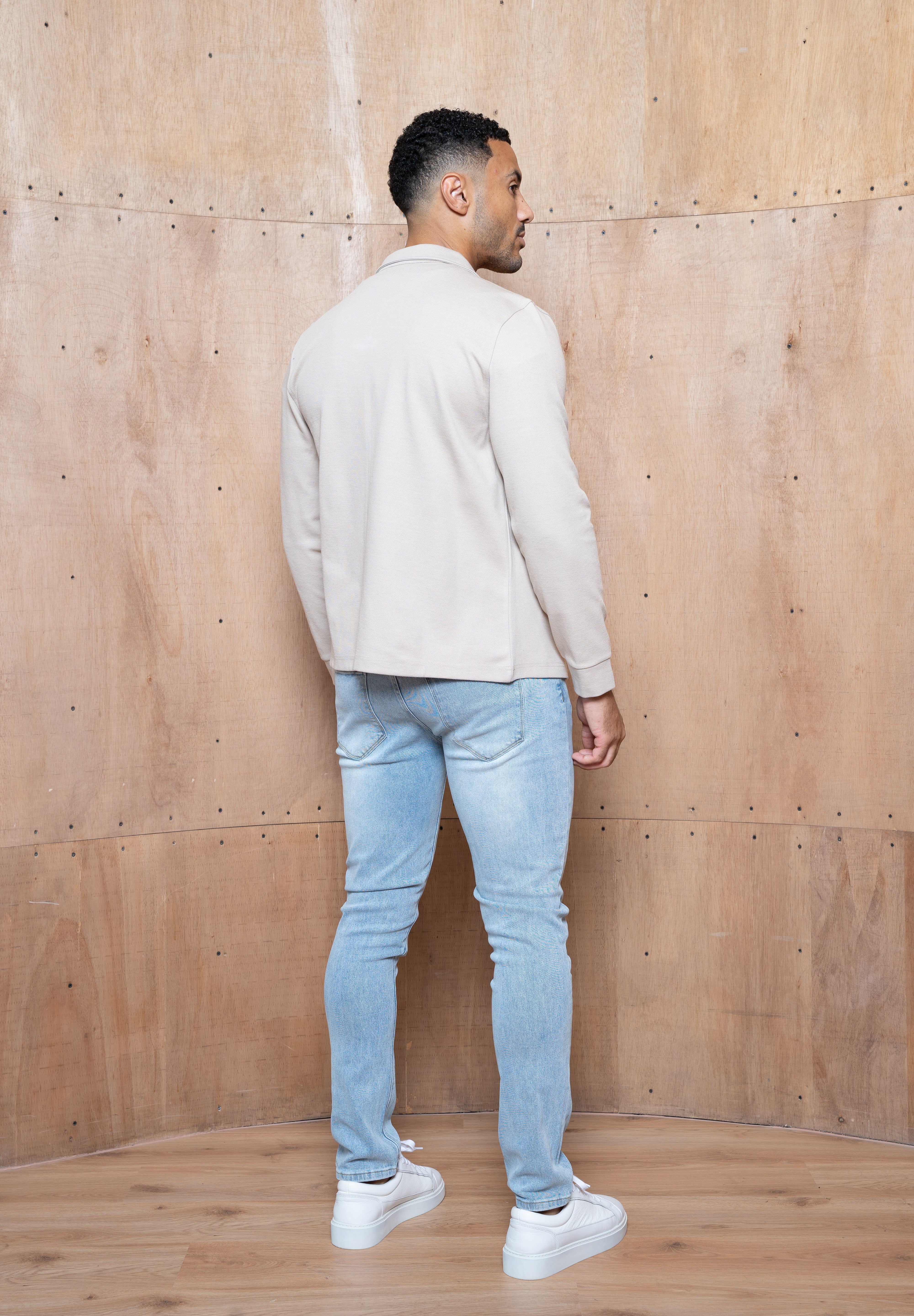 Capo Joe Pique Zip Up Overshirt - Stone
