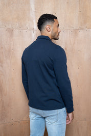 Capo Joe Pique Zip Up Overshirt - Navy