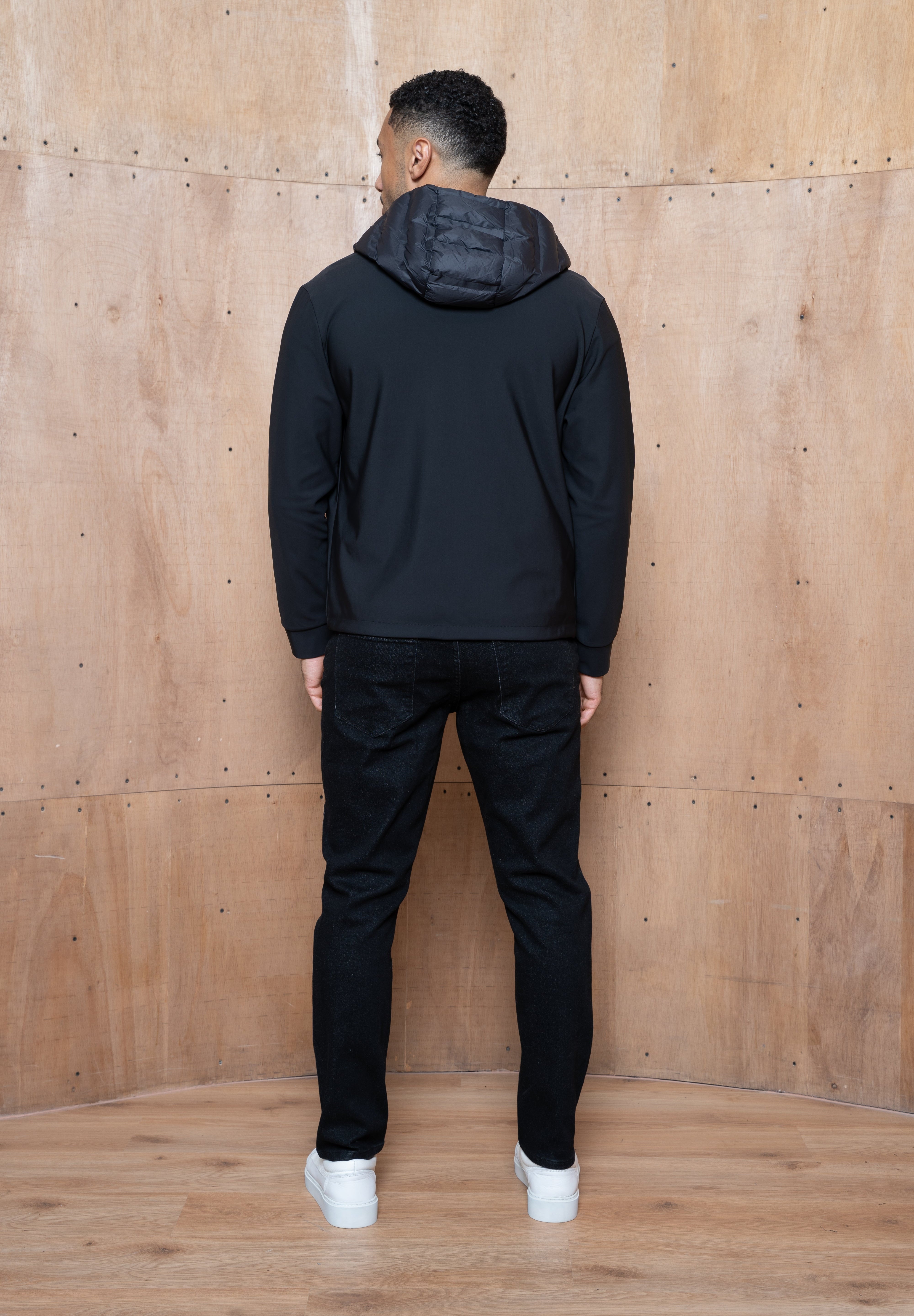 Capo Hybrid Padded Hooded Jacket - Black