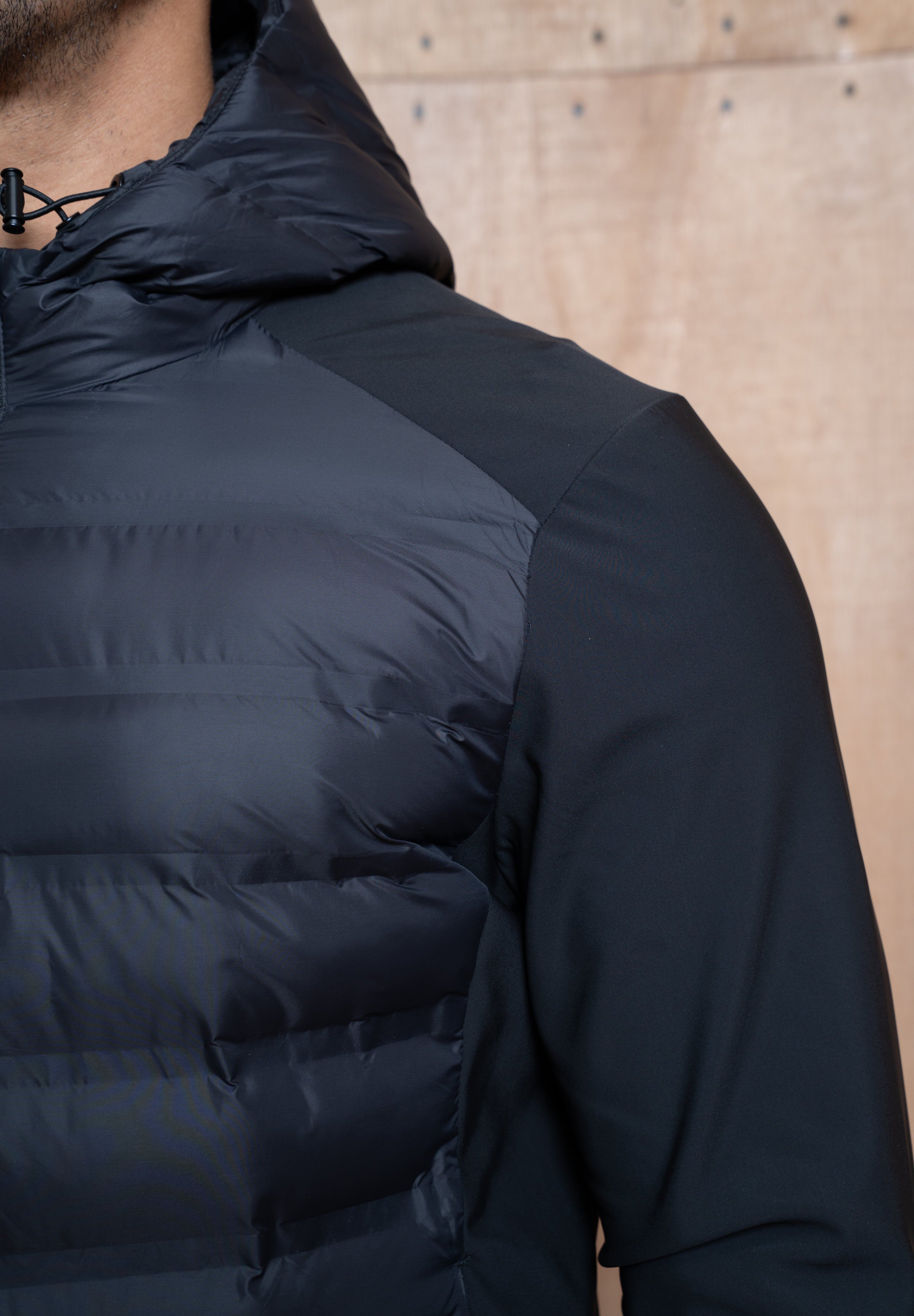 Capo Hybrid Padded Hooded Jacket - Black