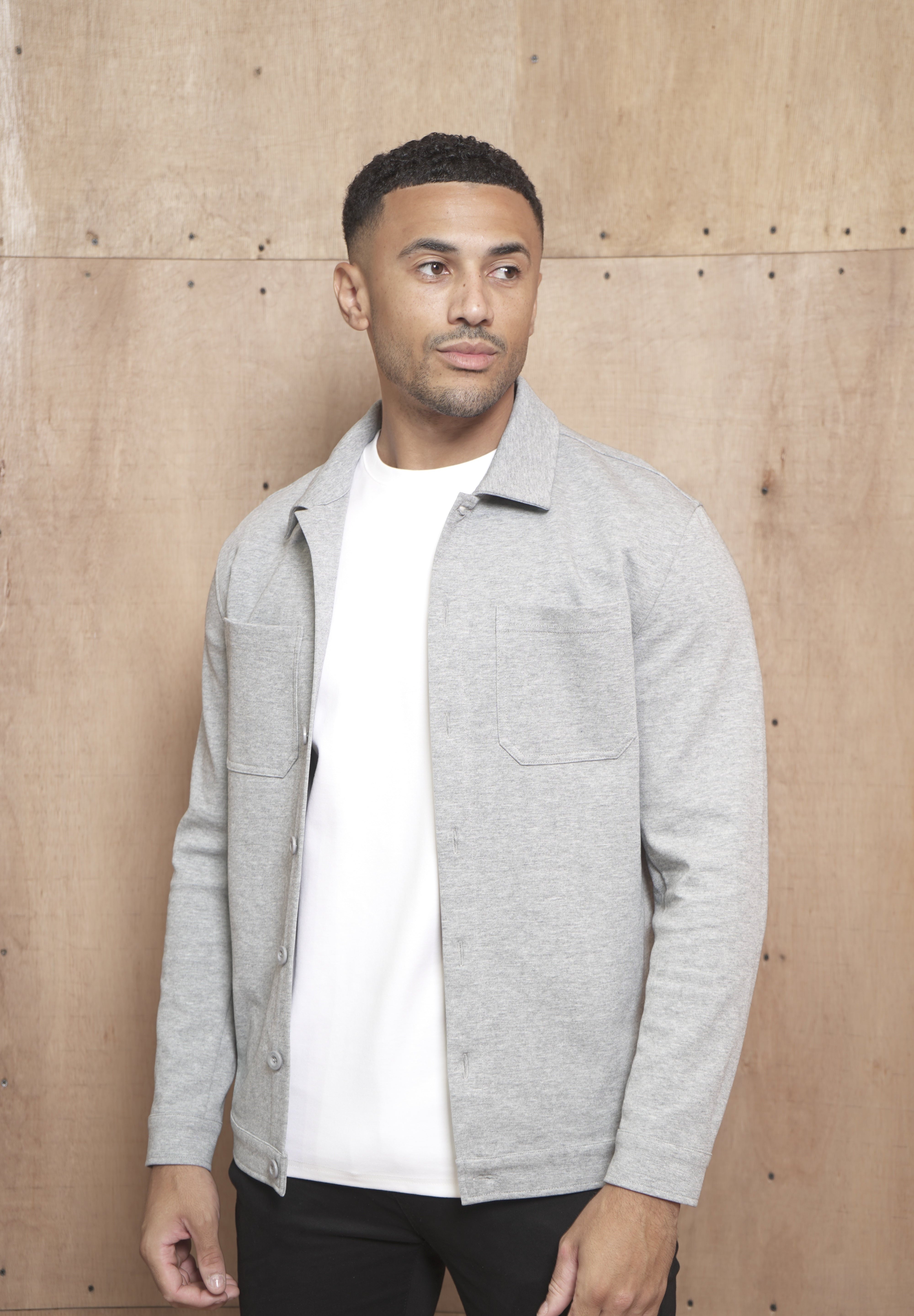 Capo Smart Button Overshirt - Light Grey