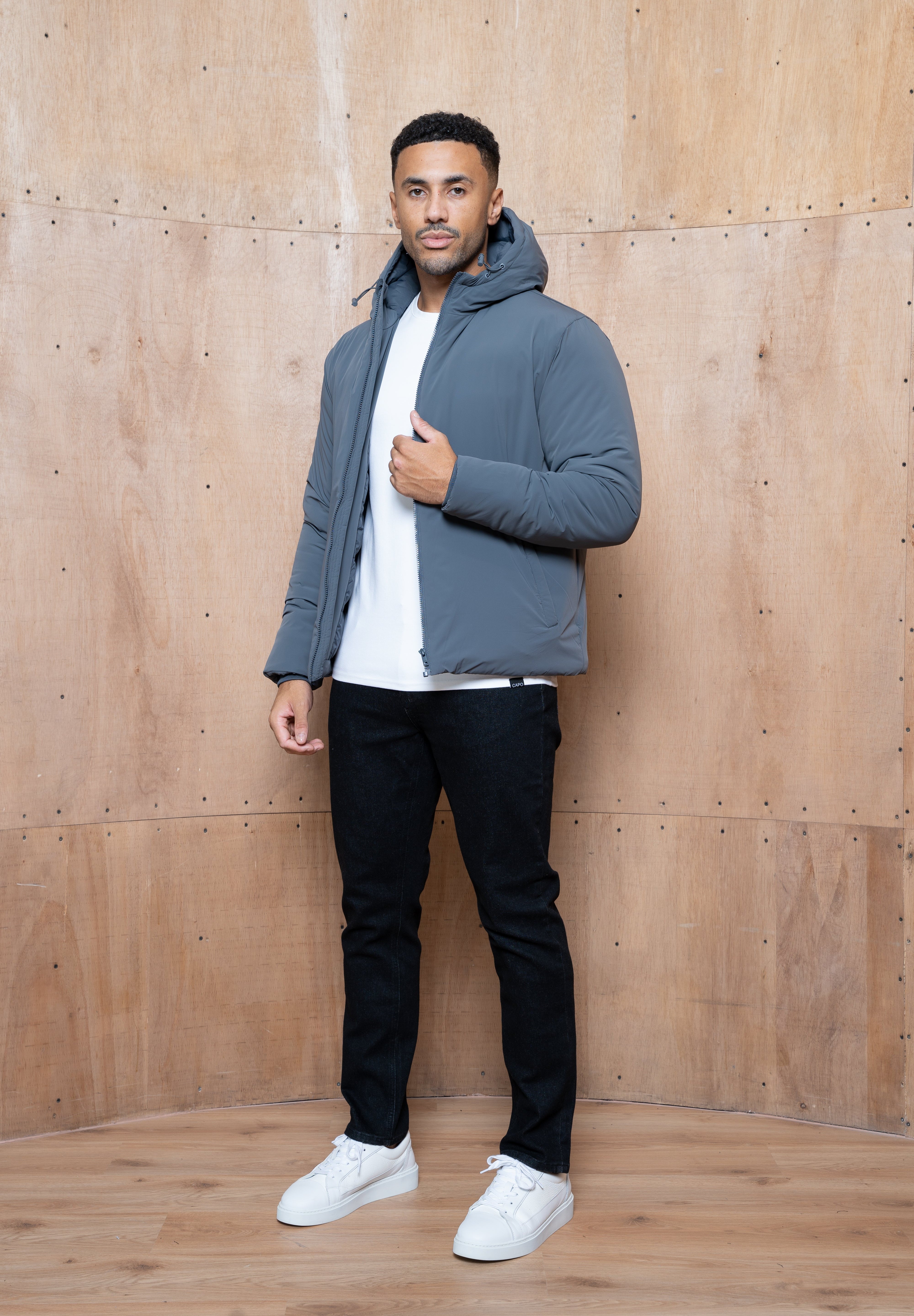 Capo Hooded Padded Jacket - Charcoal