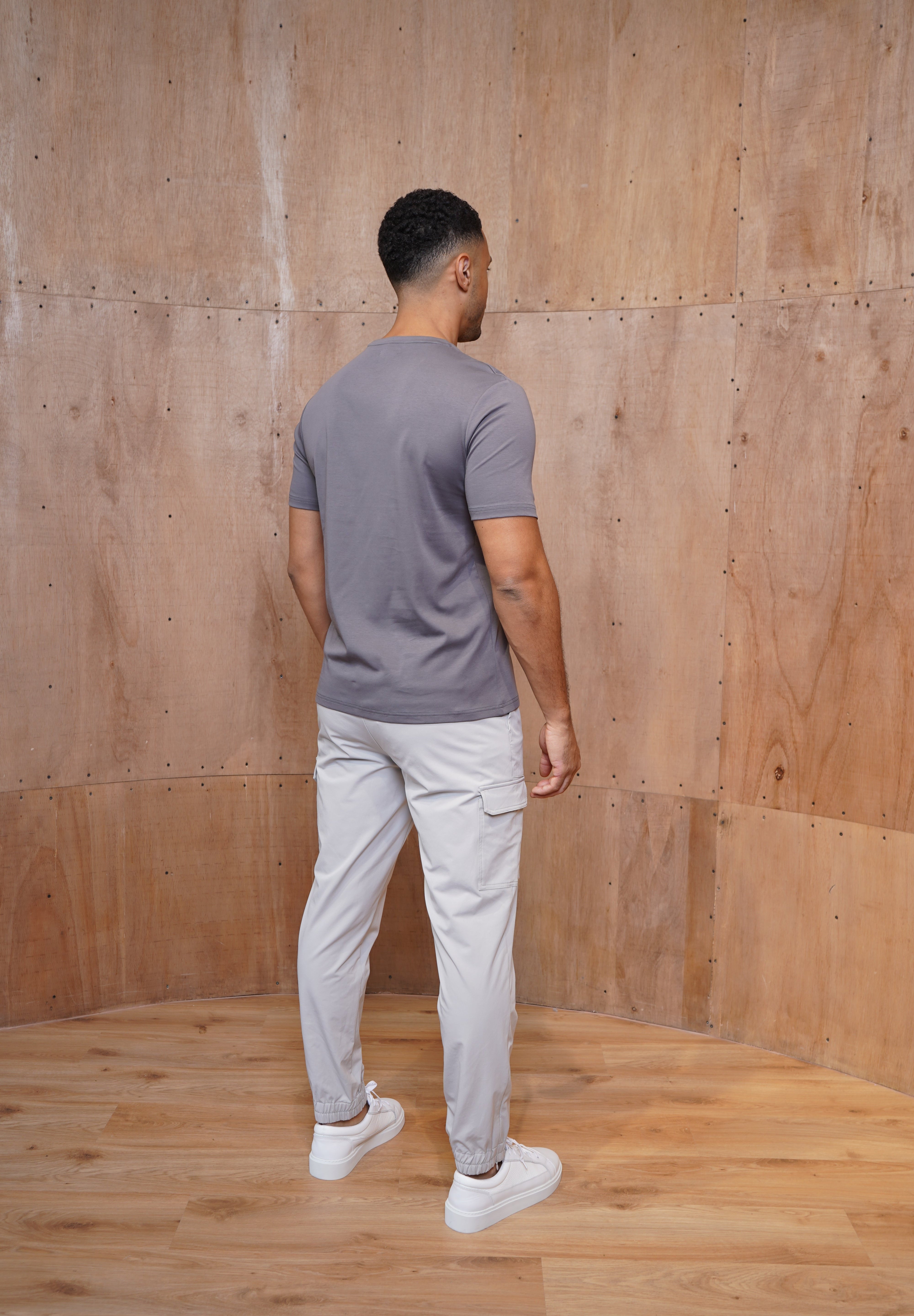 Capo Mercerised Stripe Colour Block T-Shirt - Charcoal