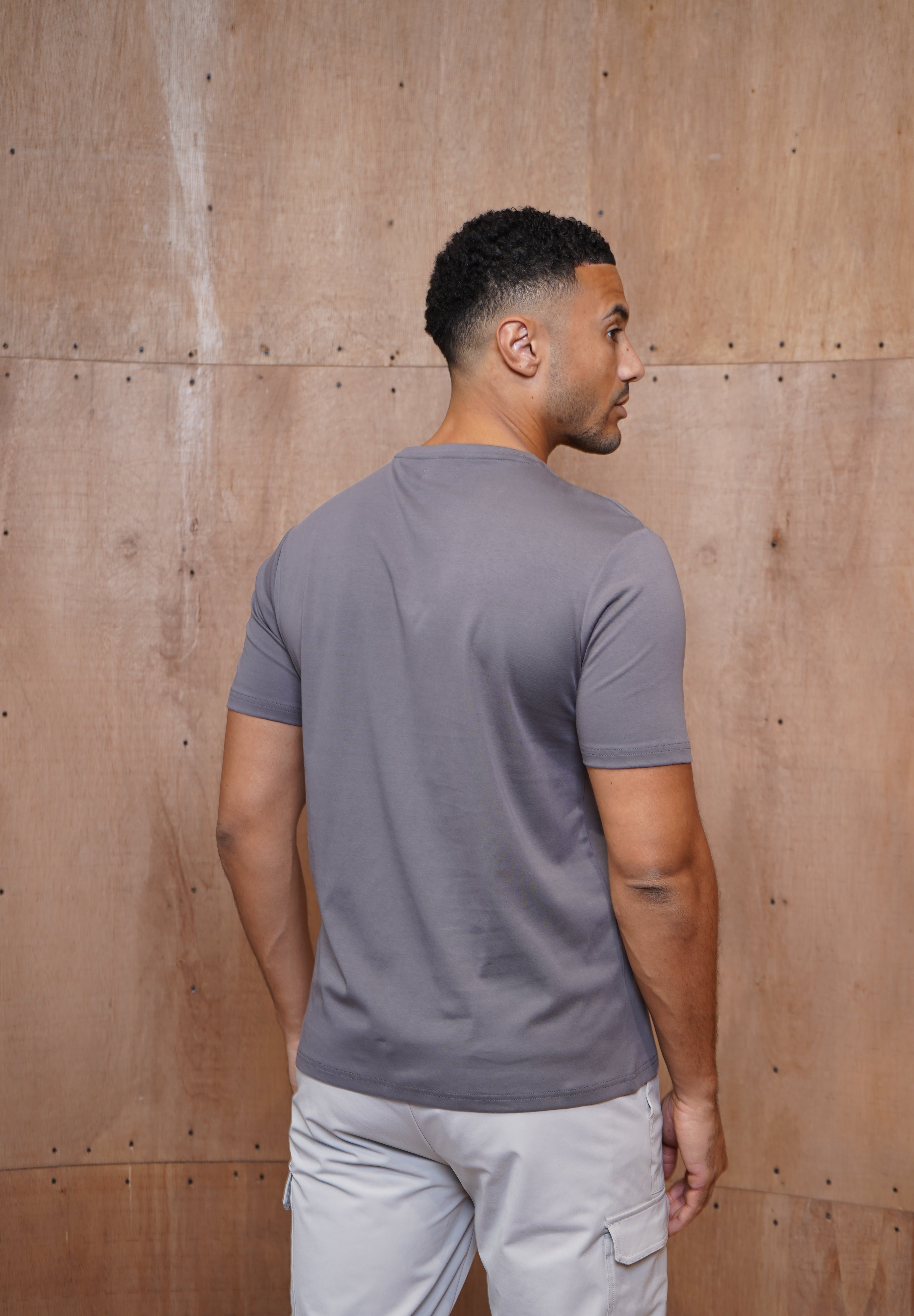 Capo Mercerised Stripe Colour Block T-Shirt - Charcoal