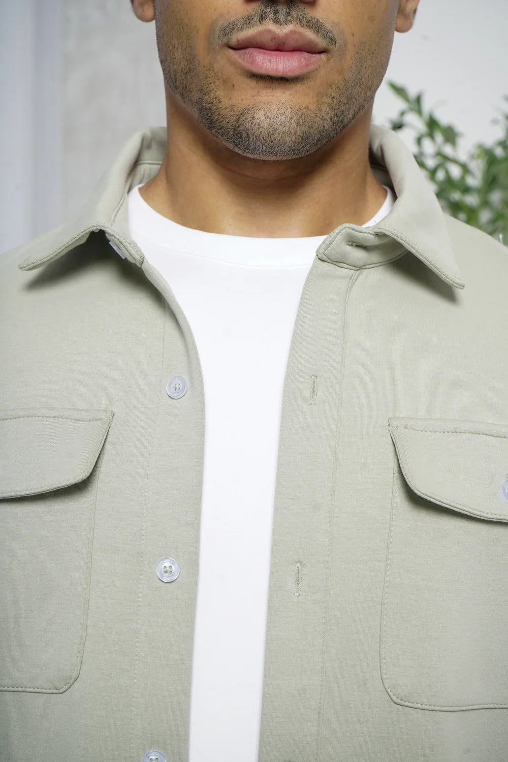 Capo Interlock Jersey Overshirt - Olive