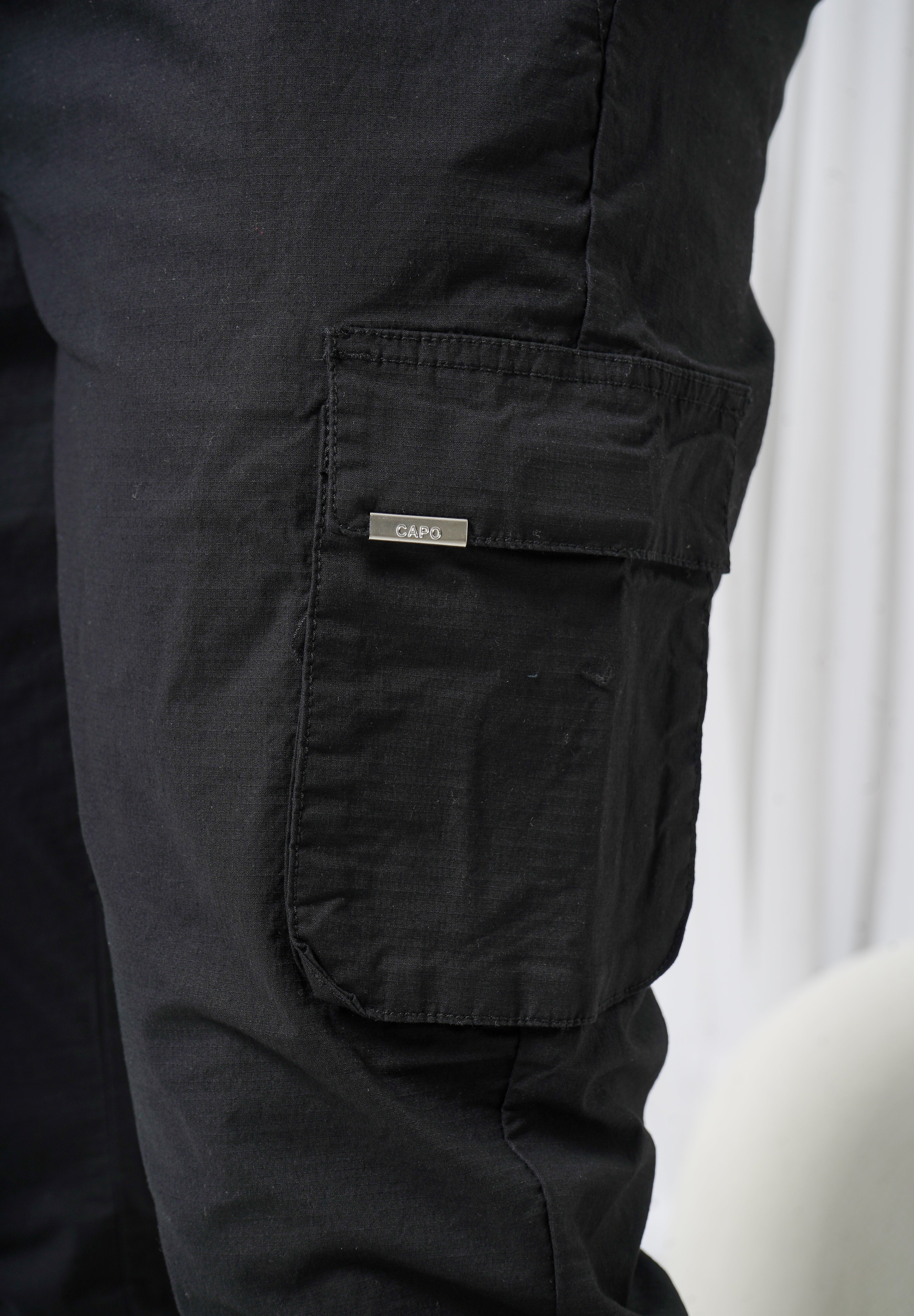 Capo Elasticated Cargo Trouser - Black