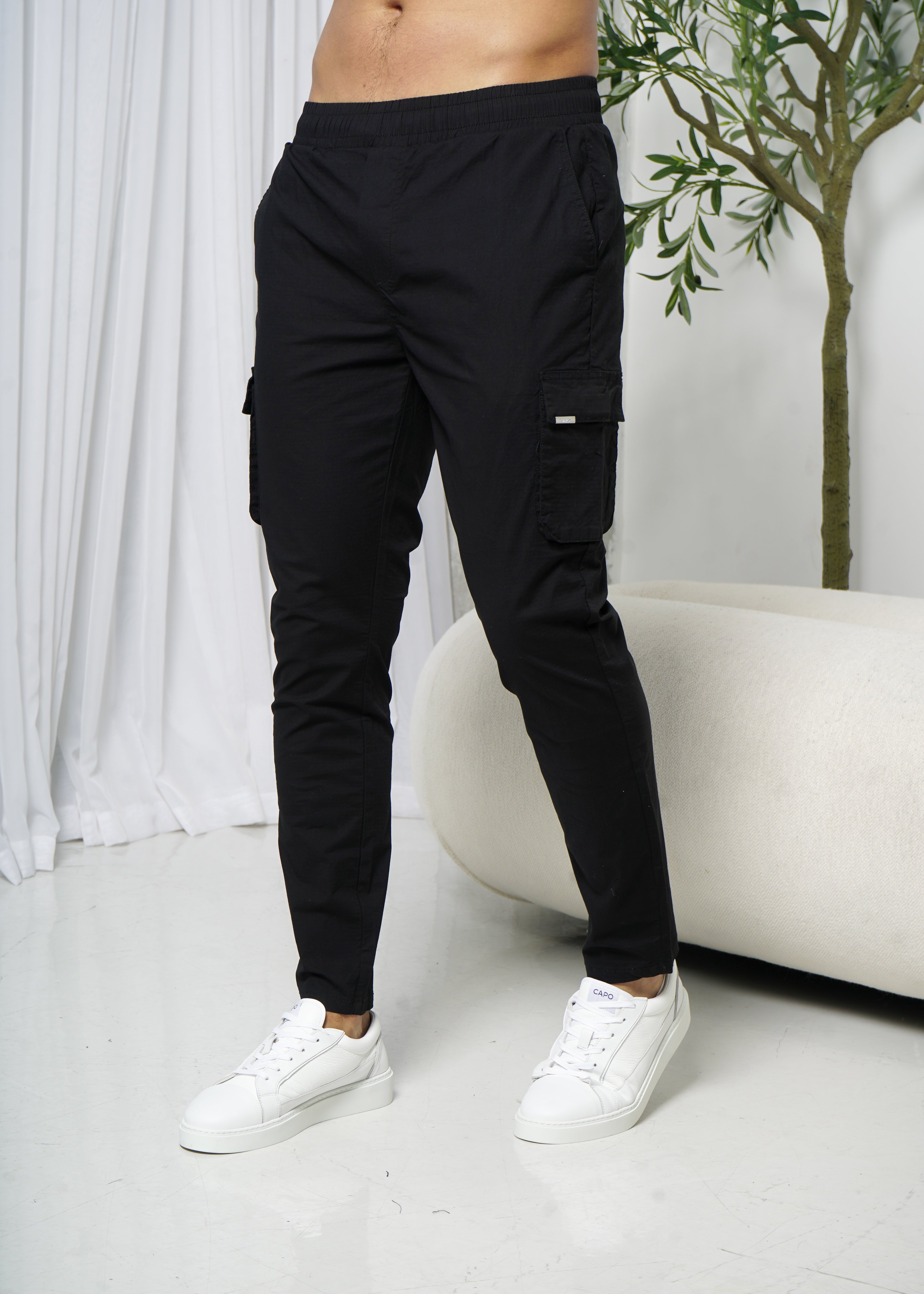 Capo Elasticated Cargo Trouser - Black