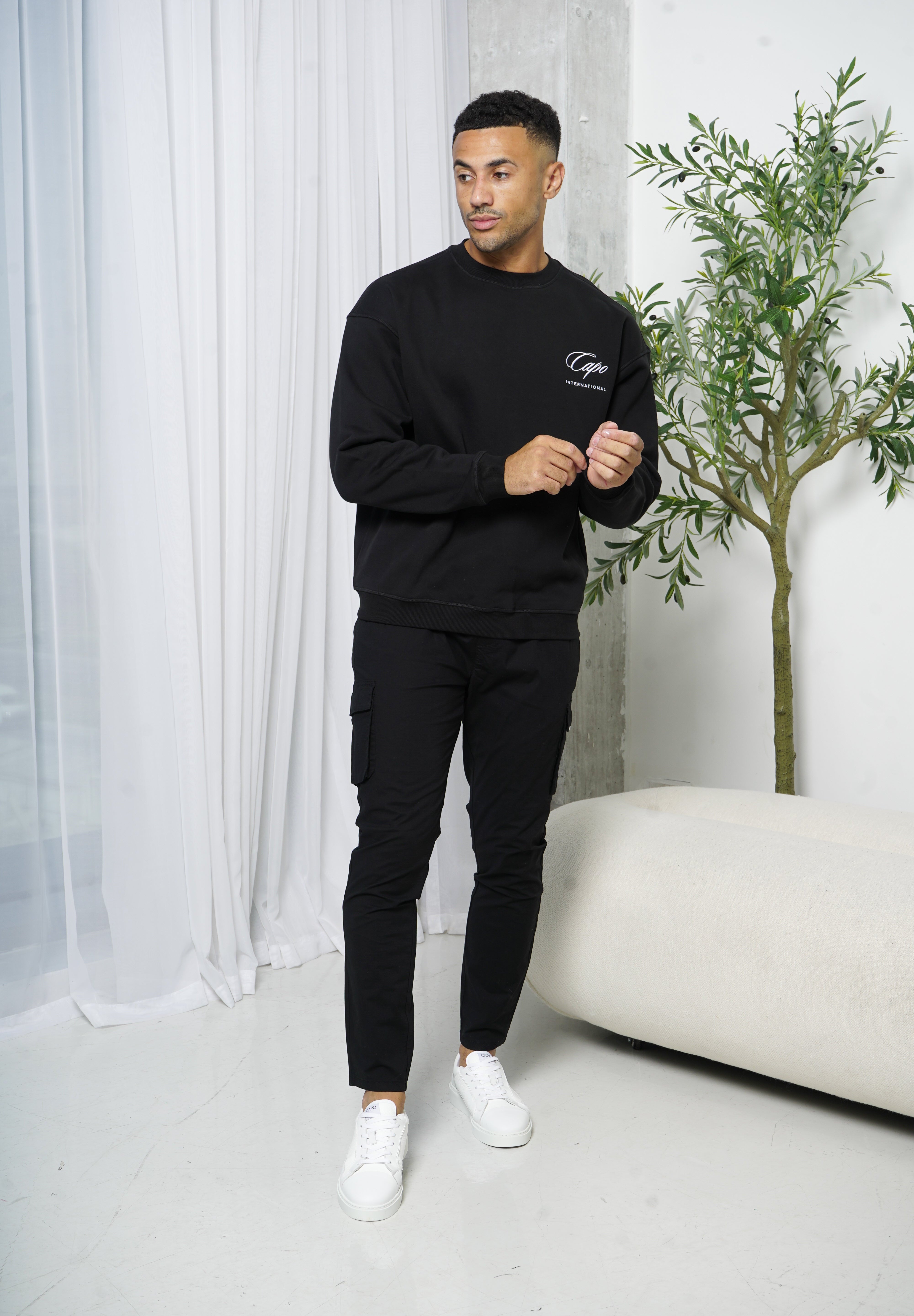 Capo Elasticated Cargo Trouser - Black