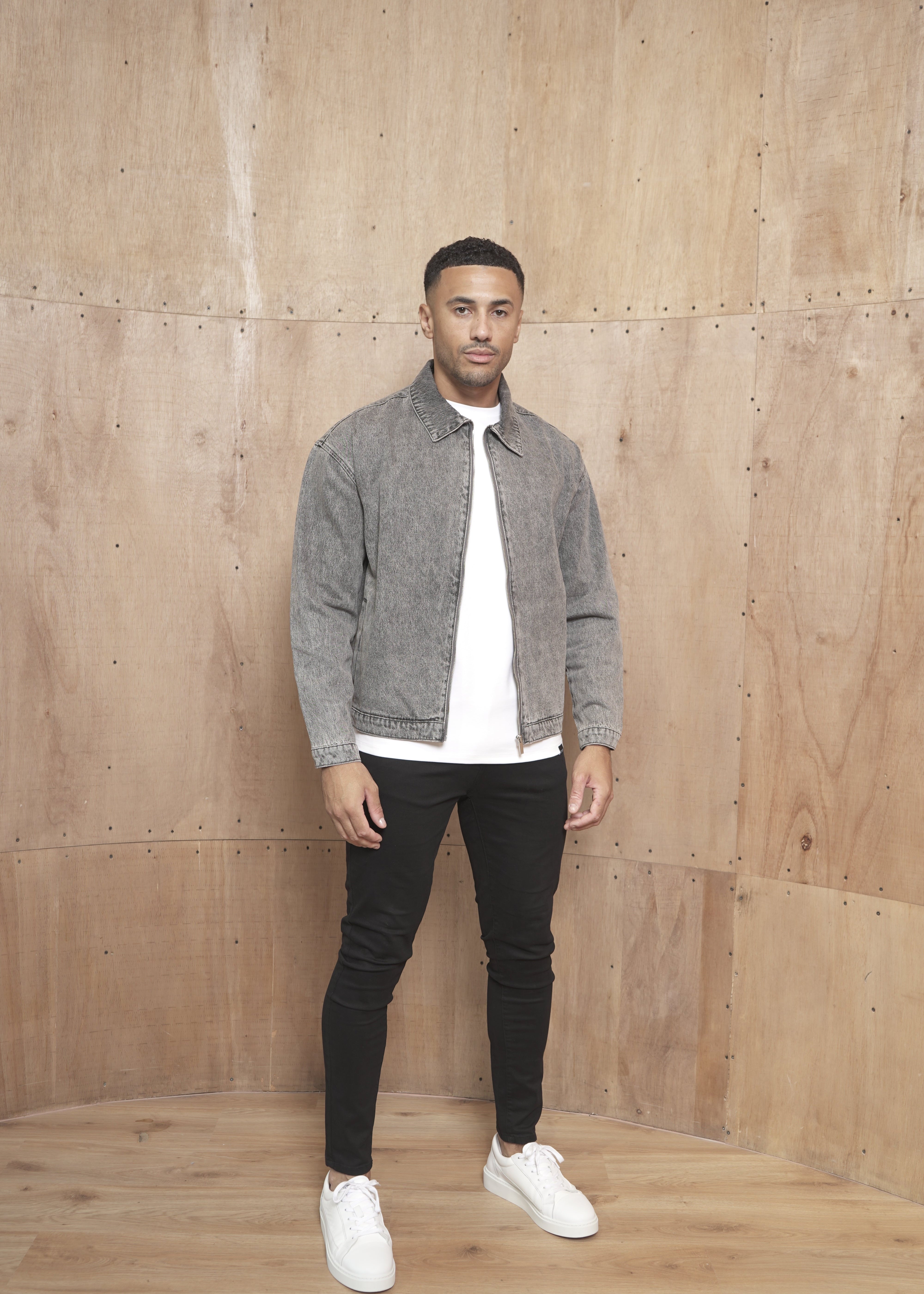 Capo Washed Zip Denim Jacket - Washed Black