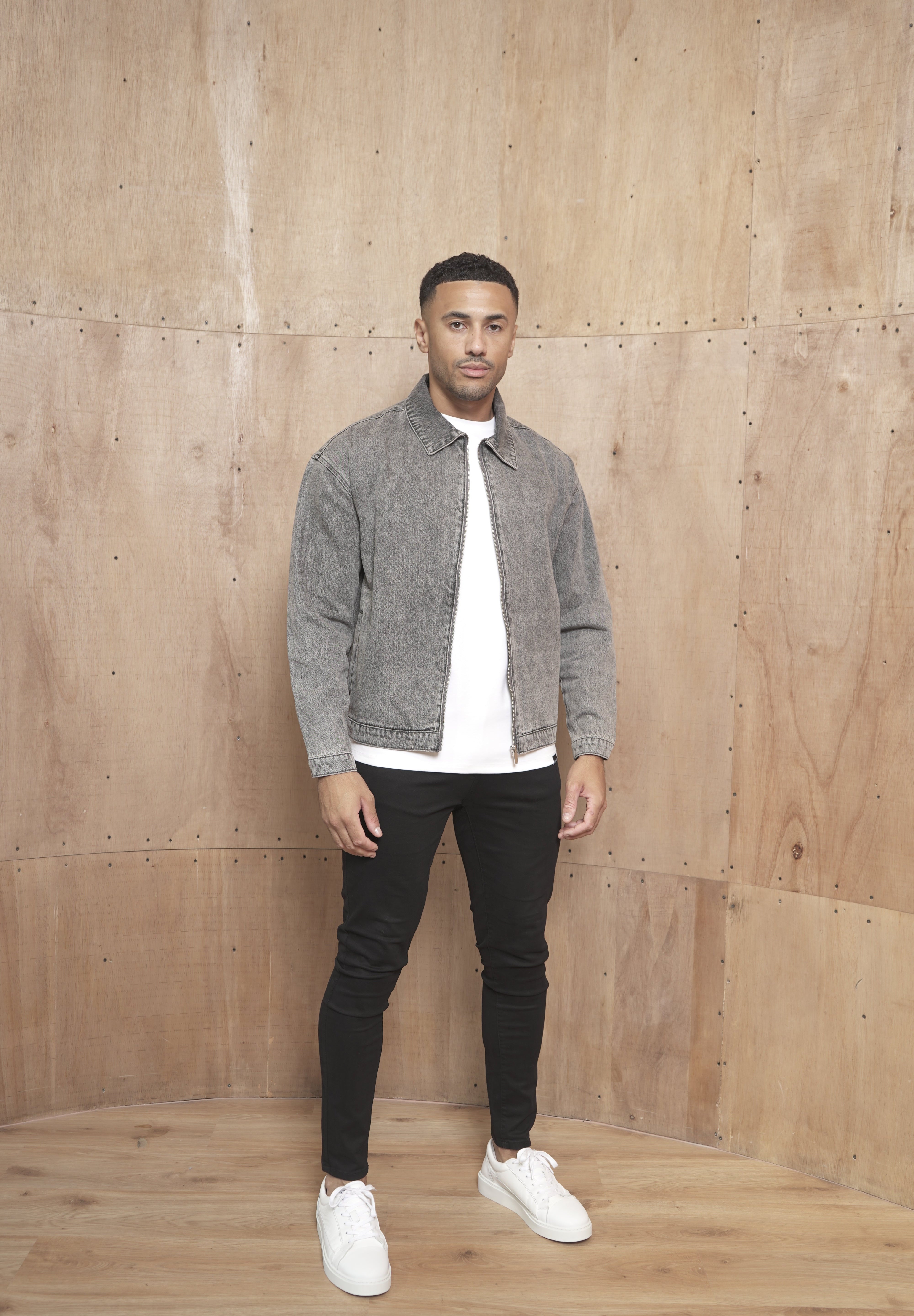 Capo Washed Zip Denim Jacket - Washed Black