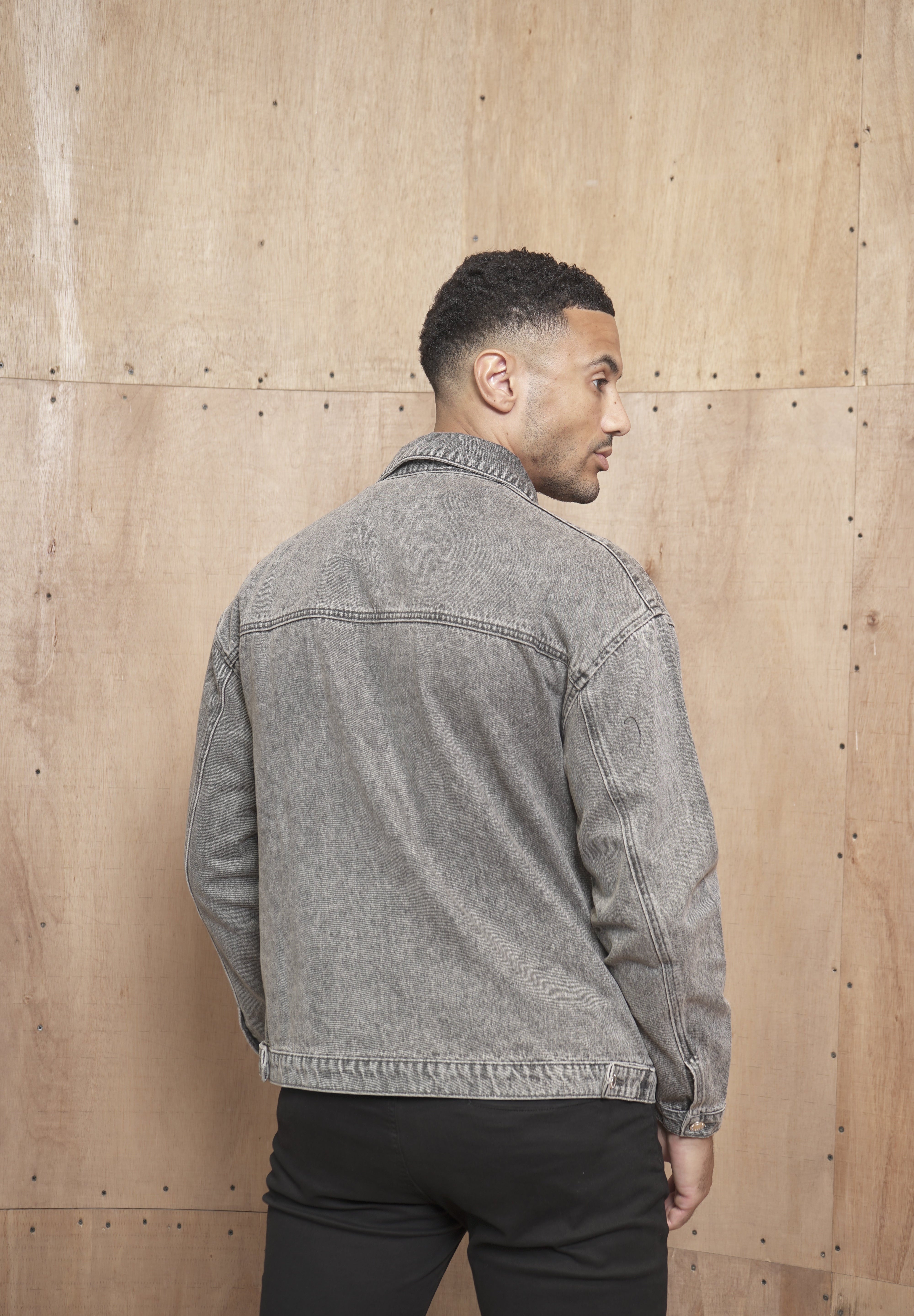 Capo Washed Zip Denim Jacket - Washed Black