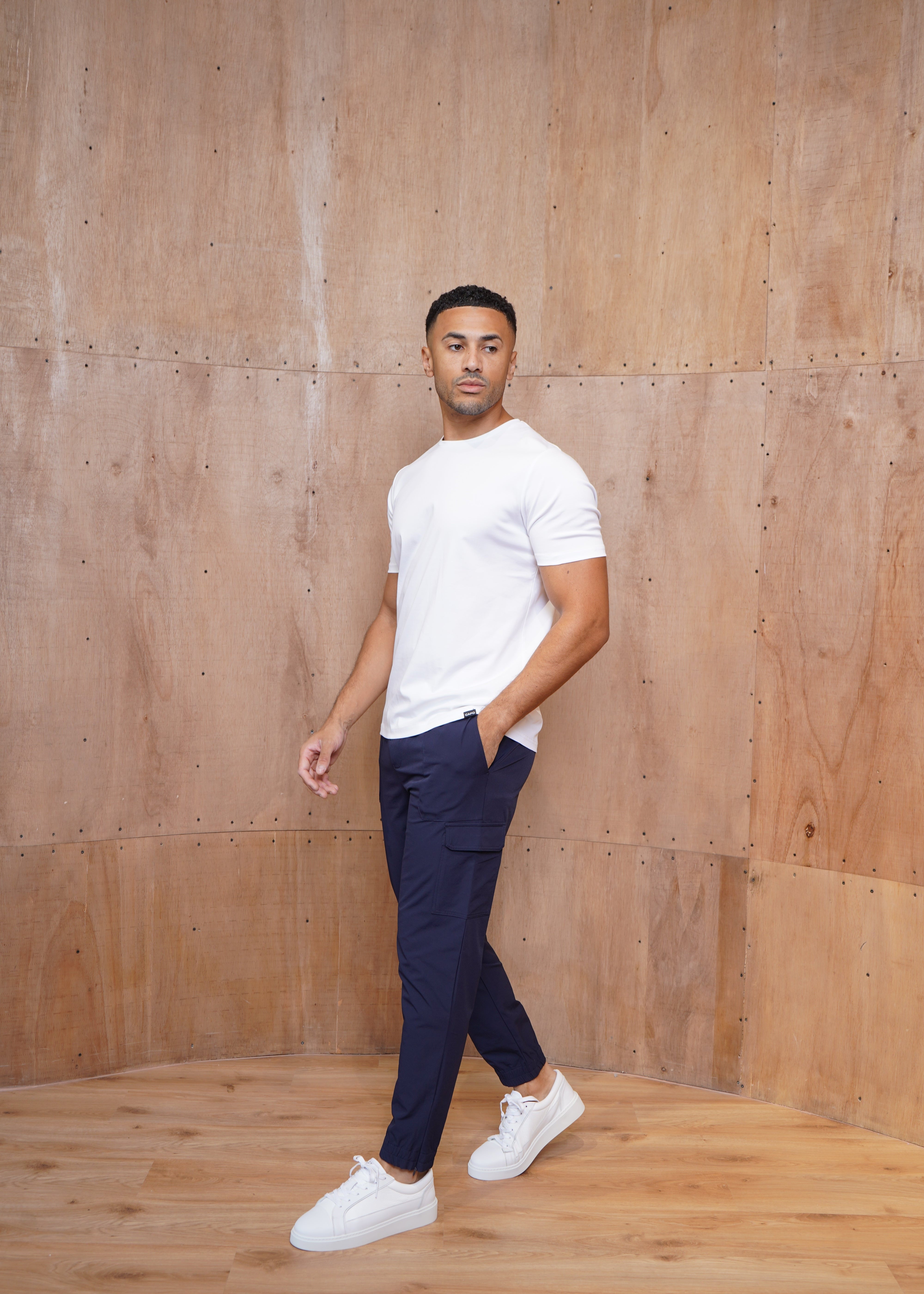 Capo Smart Cuffed Cargo Pants - Navy