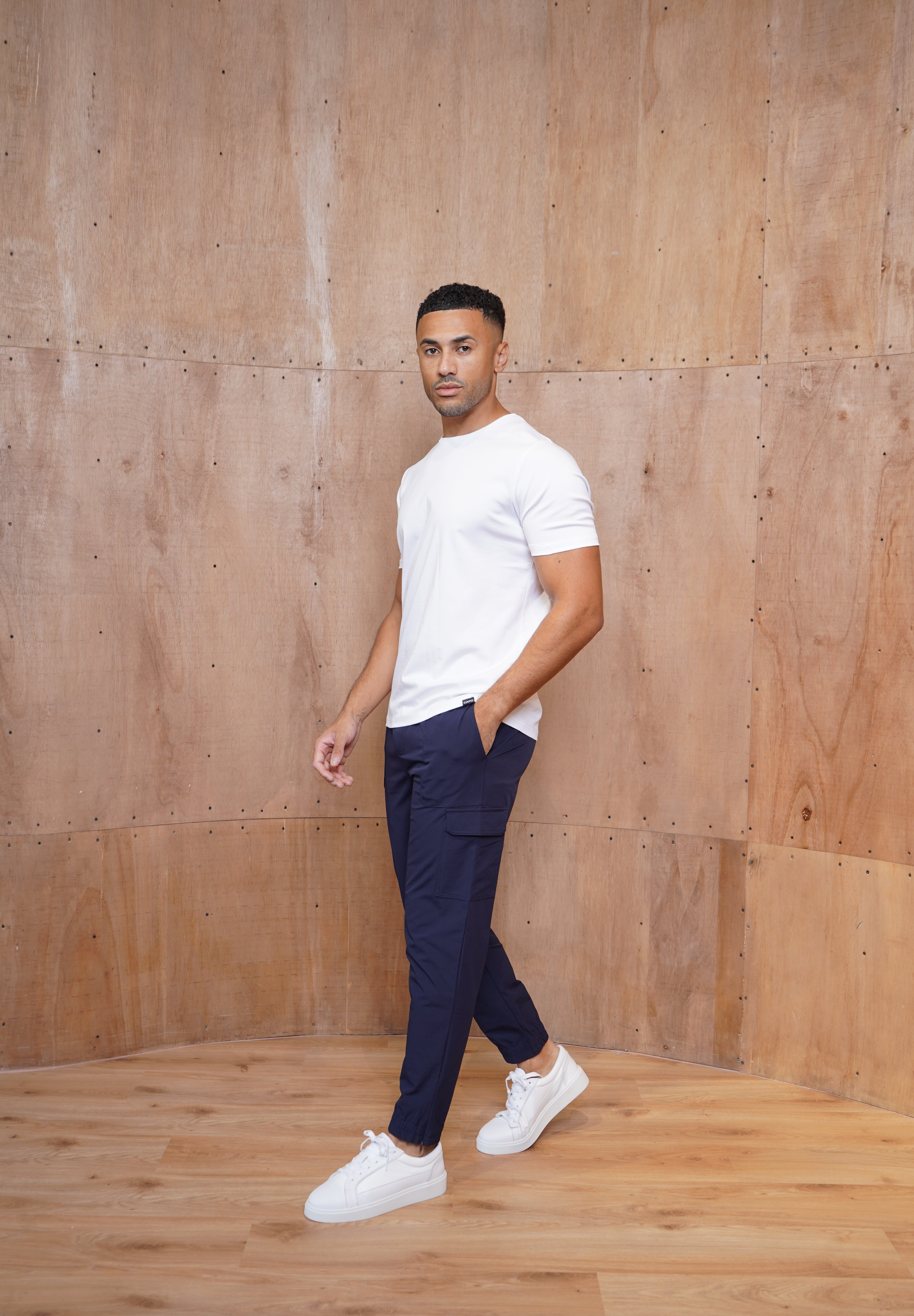 Capo Smart Cuffed Cargo Pants - Navy