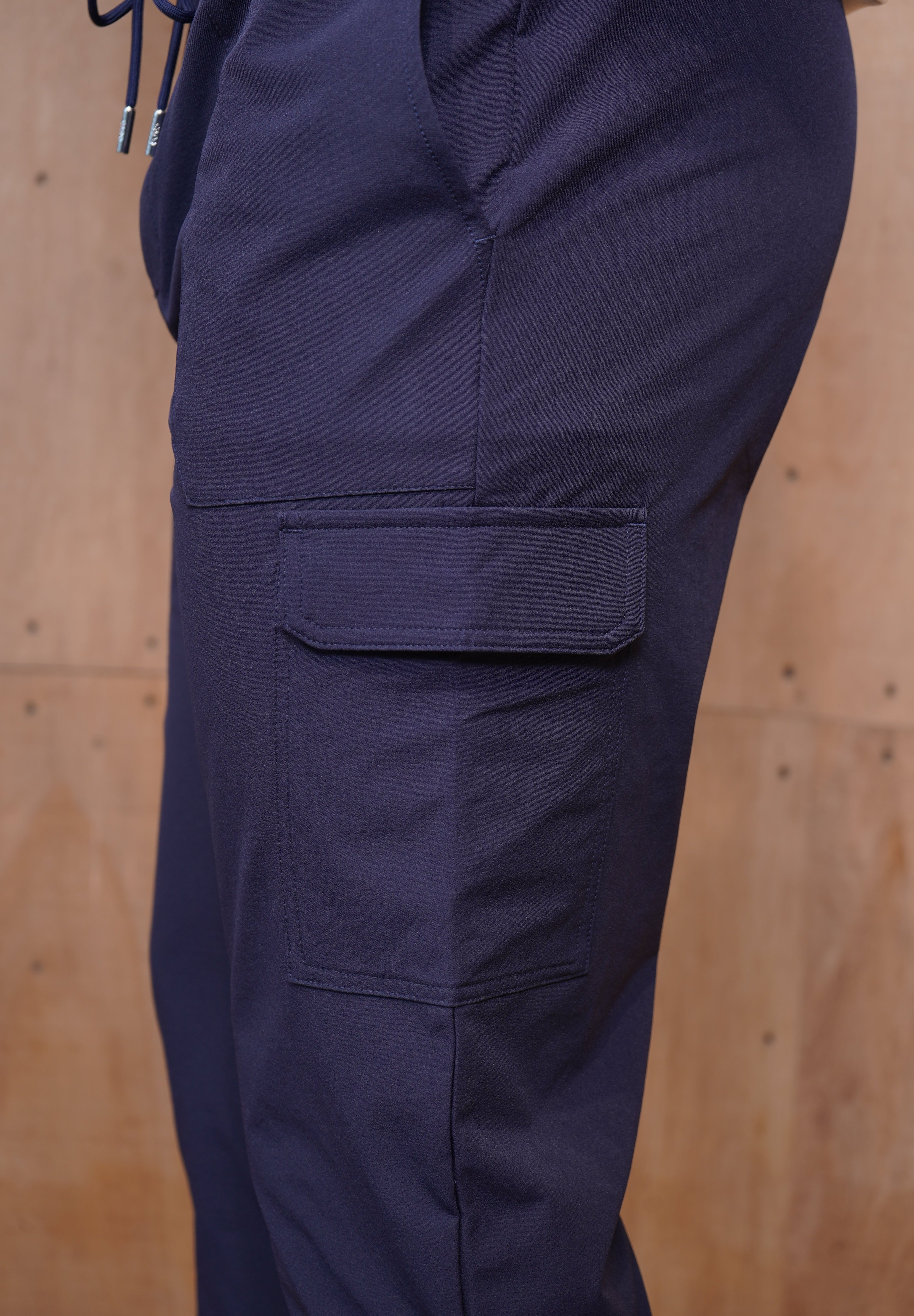 Capo Smart Cuffed Cargo Pants - Navy