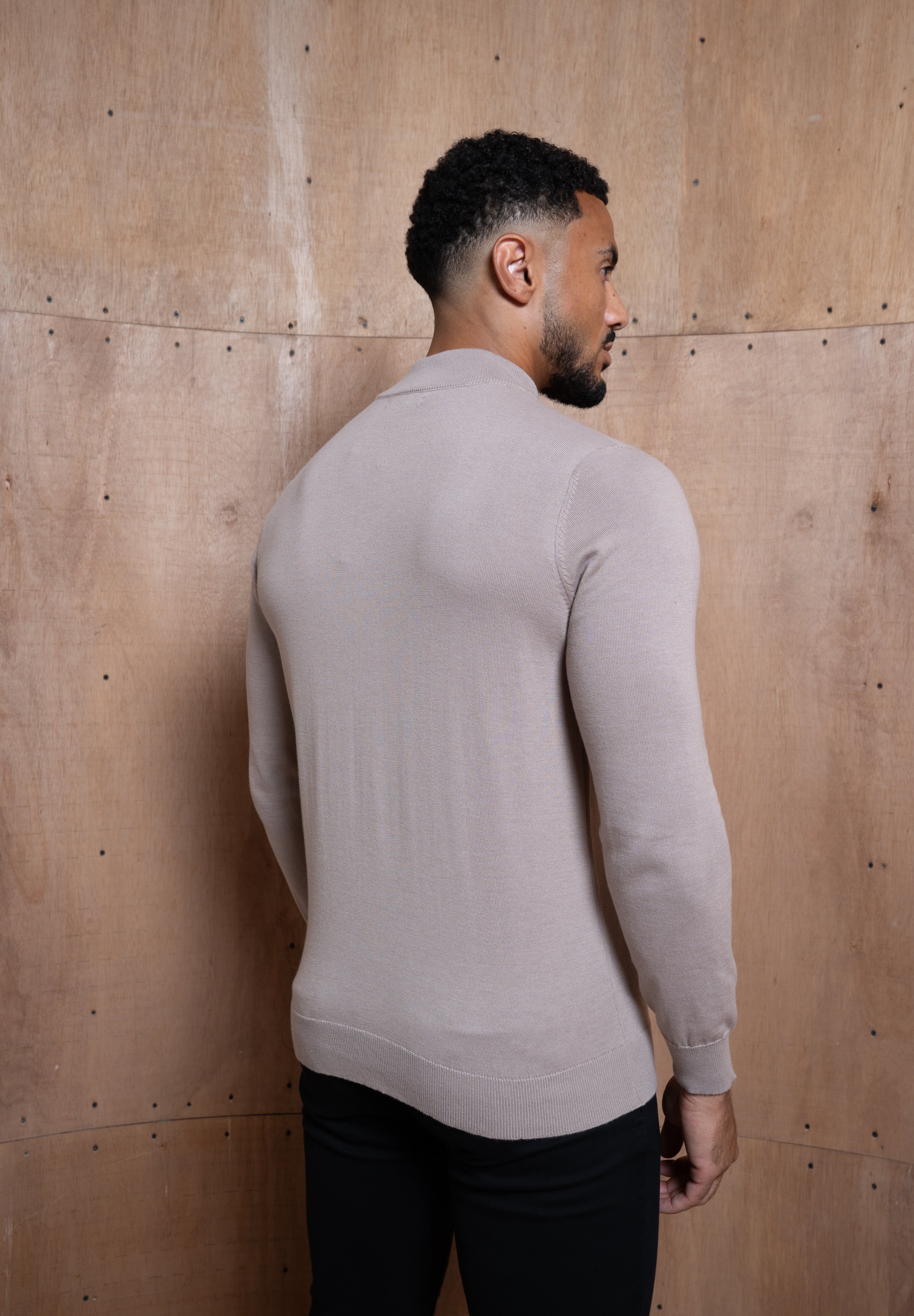 Capo Egyptian Cotton 1/4 Zip Top - Wheat