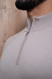 Capo Egyptian Cotton 1/4 Zip Top - Wheat