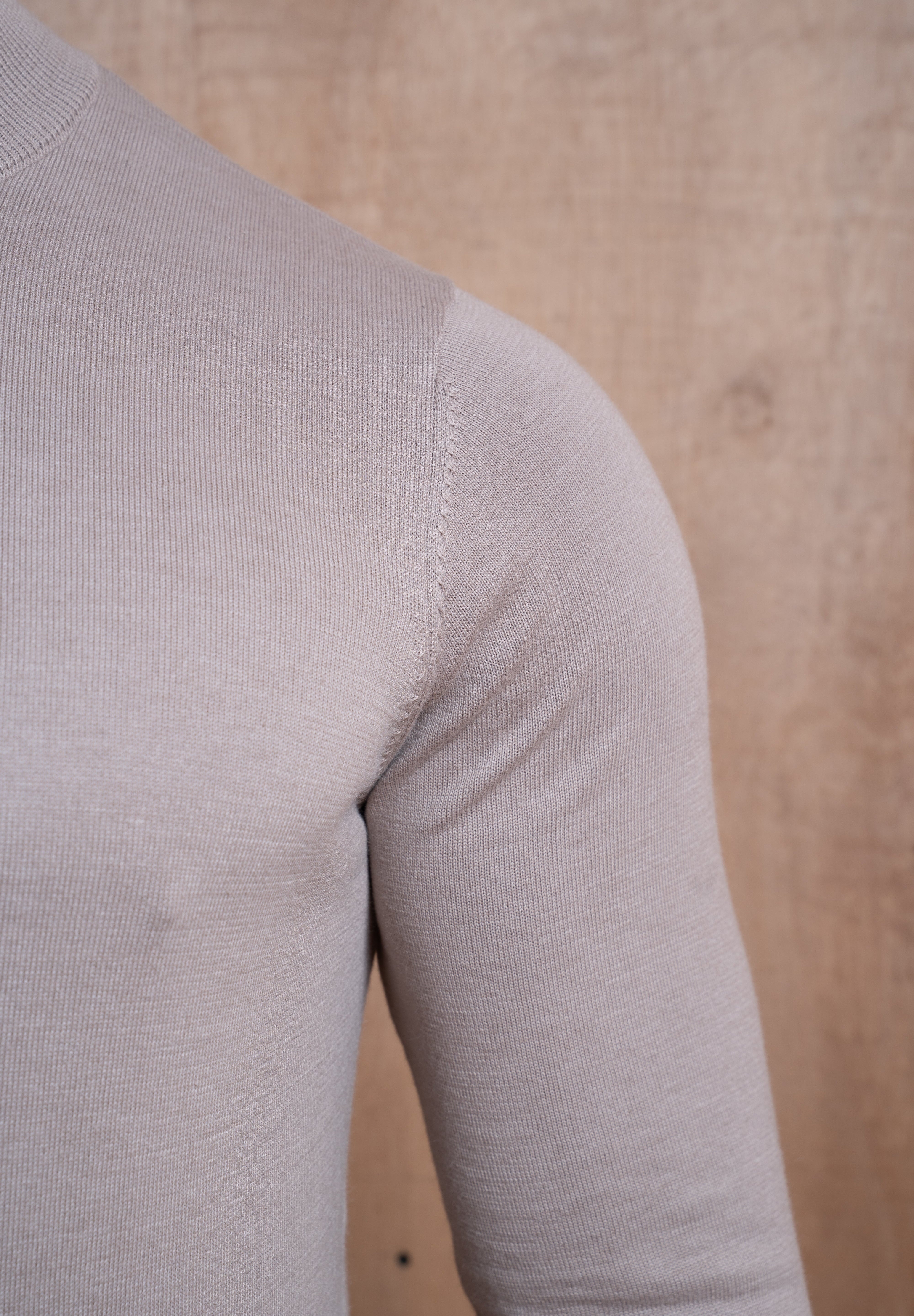 Capo Egyptian Cotton 1/4 Zip Top - Wheat