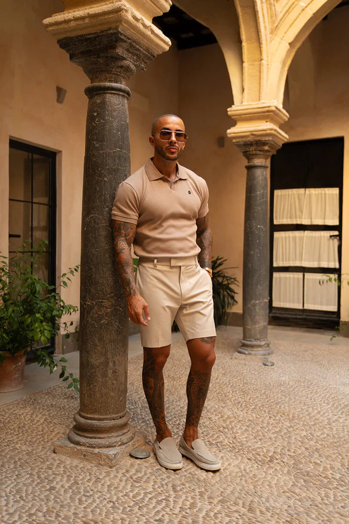 Portofino Ribbed Polo - Beige