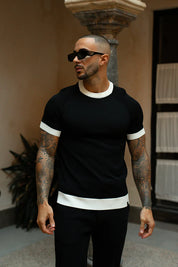 Sinners Attire - Capri Ringer Knit Tee - Black