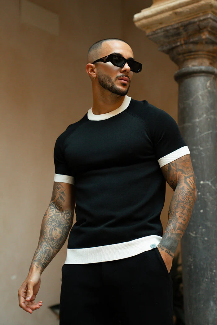 Sinners Attire - Capri Ringer Knit Tee - Black