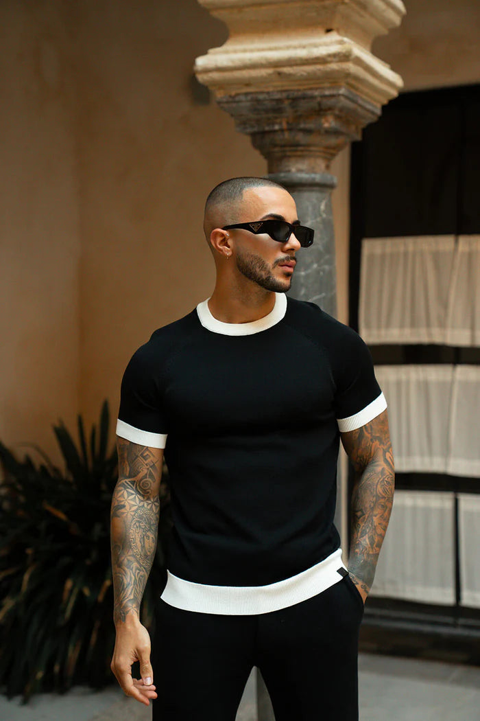 Sinners Attire - Capri Ringer Knit Tee - Black