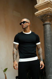 Sinners Attire - Capri Ringer Knit Tee - Black