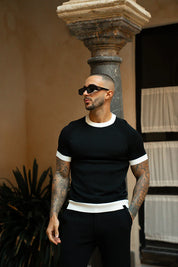 Sinners Attire - Capri Ringer Knit Tee - Black