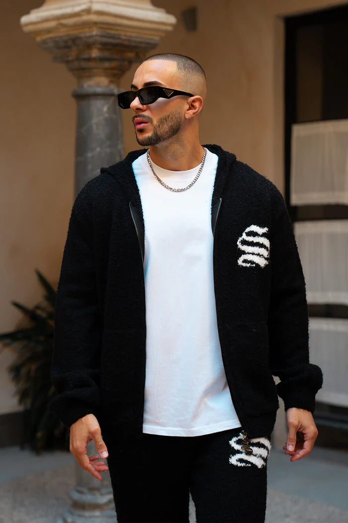 Sinners Attire - Emblem Knitted Hoodie - Black