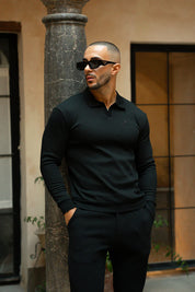 Sinners Attire - Portofino L/S Ribbed Polo - Black