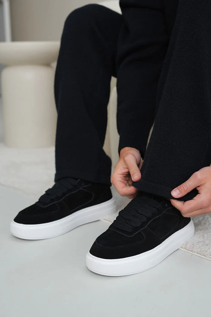 Sinners Attire - Court Suede Trainers - Black