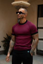 Sinners Attire - Capri Ringer Knit Tee - Burgundy