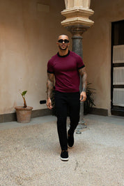 Sinners Attire - Capri Ringer Knit Tee - Burgundy