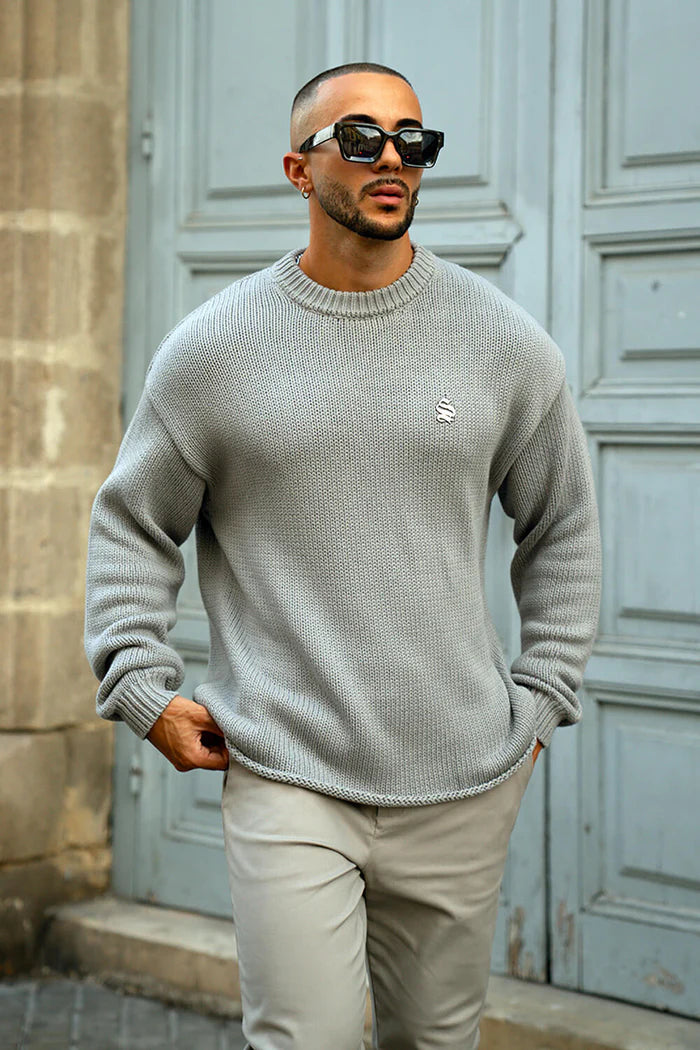 Sinners Attire - Aurelle Cable Knit Sweater - Grey