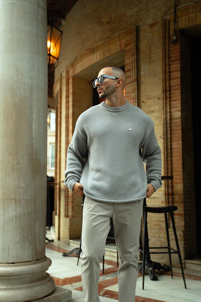 Sinners Attire - Aurelle Cable Knit Sweater - Grey