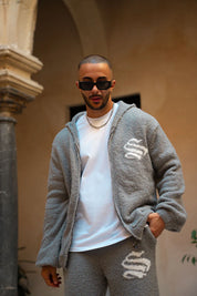 Sinners Attire - Emblem Knitted Hoodie - Grey